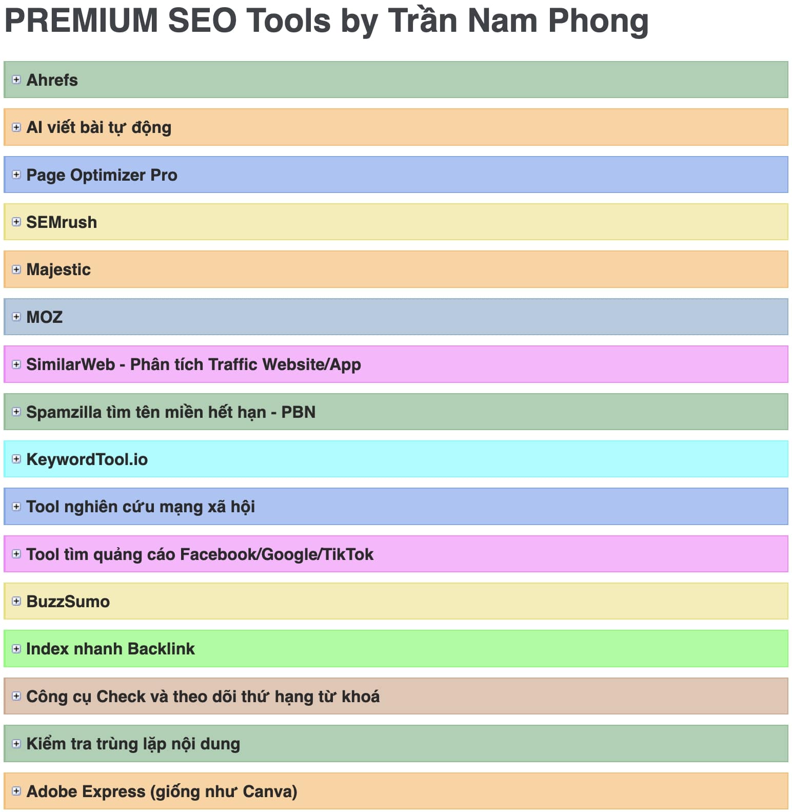 Gói Premium SEO Tools by Tran Nam Phong